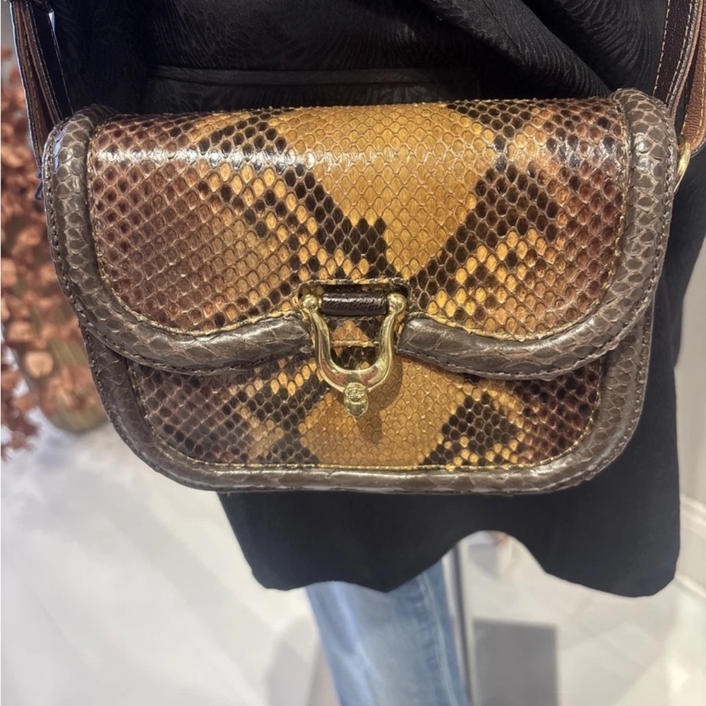 Claris Virot Manon Tigers Eye Python Mini Crossbody Bag - Picture 2 of 4